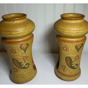 Vintage Mid Century Bitossi Aldo Londi Rosenthal Netter Paisley Candle Holders